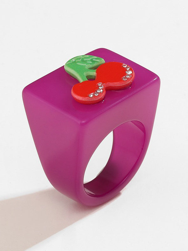 Accessoires de bagues en strass de fruits géométriques