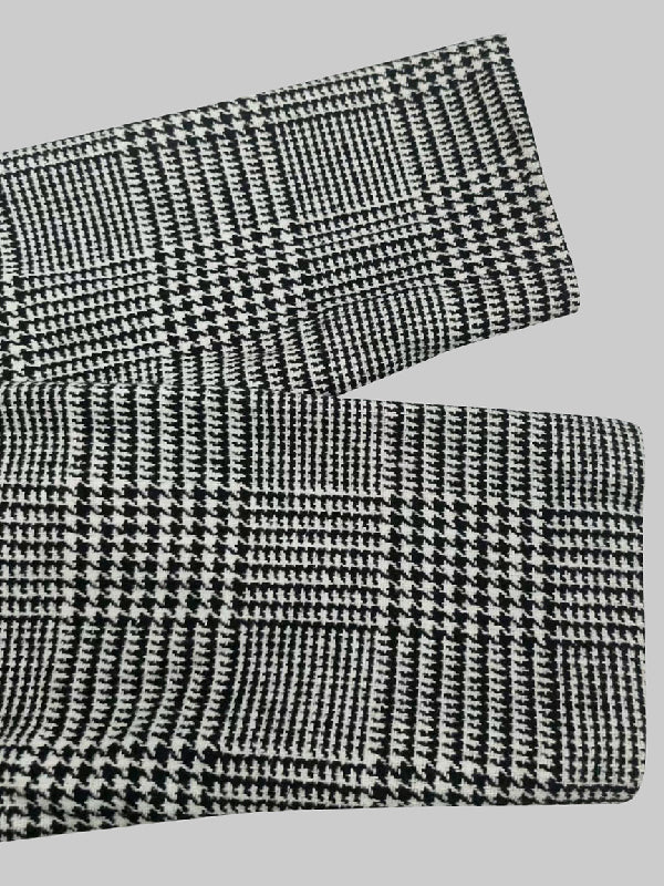 Veste ample asymétrique à manches longues, à motif pied-de-poule, à carreaux, à col montant