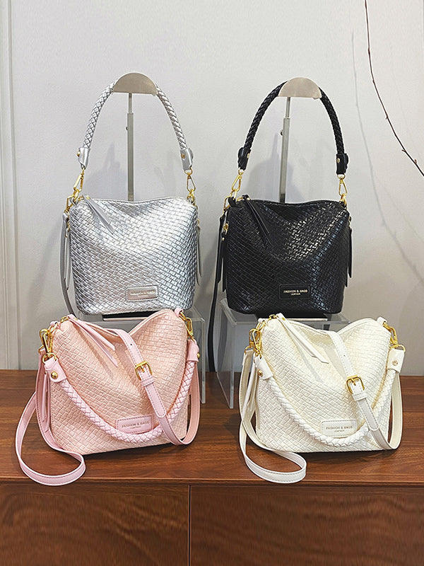 Sac tressé à empiècements, à fermeture éclair
