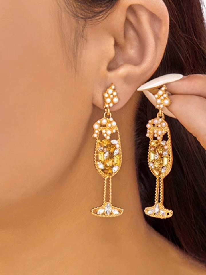 Accessoires de boucles d'oreilles en verre de vin brillant