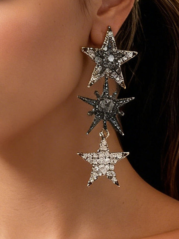 Boucles d'oreilles brillantes à strass, en forme d'étoile