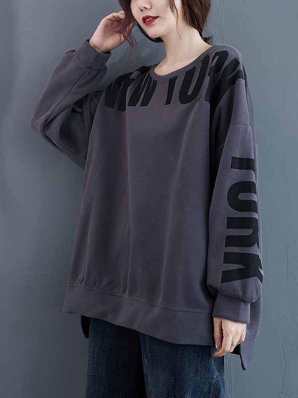Sweat-shirt élégant à col rond et lettres imprimées