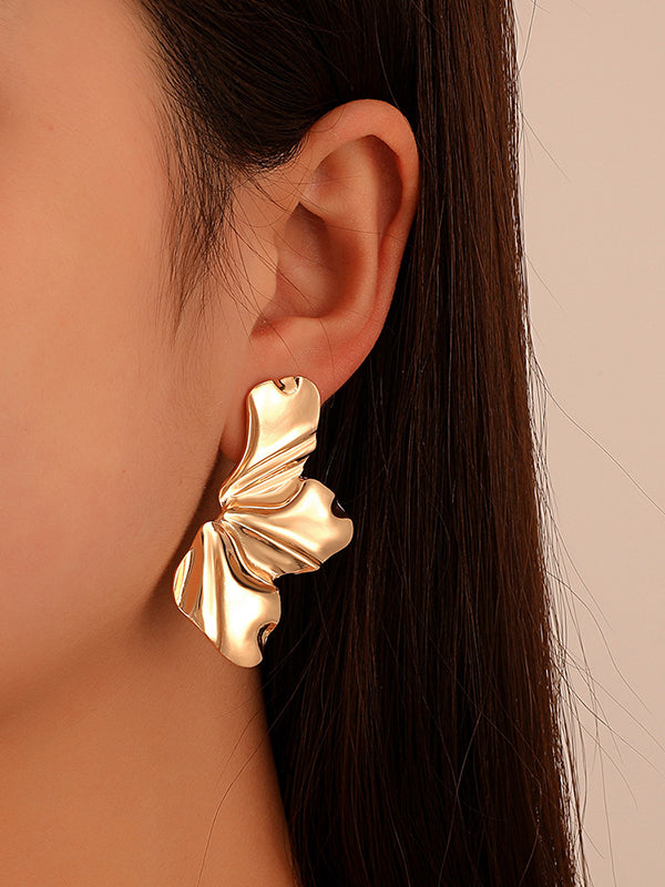 Boucles d'oreilles en forme de fleur, couleur unie