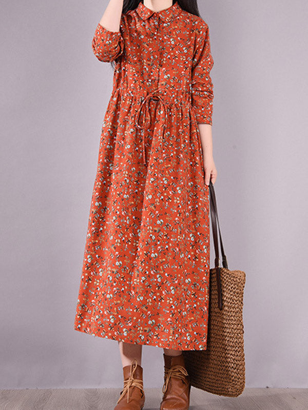Robe mi-longue originale à imprimé floral Frenum à revers