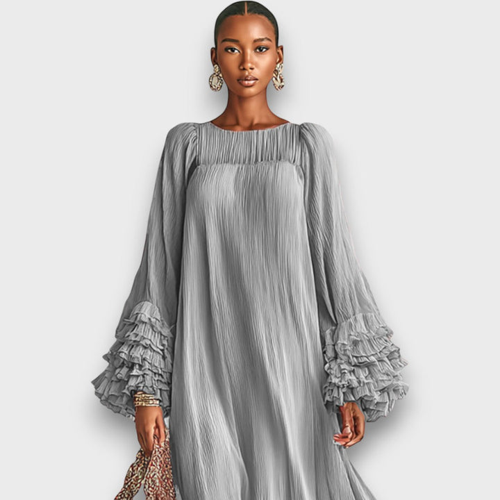 Elviana – Robe maxi plissée en chiffon