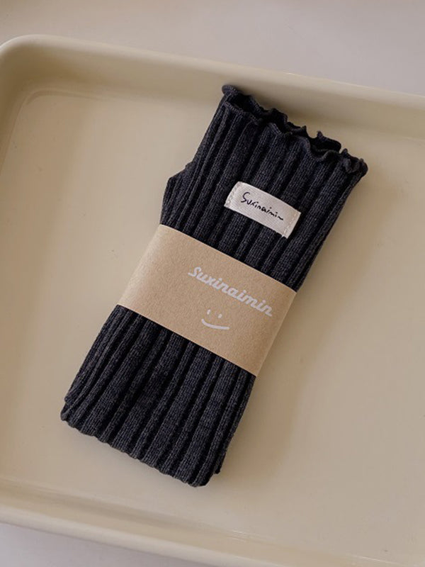 Chaussettes plissées en dentelle avec oreilles en bois