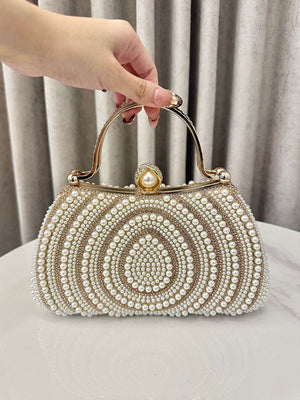 Pochette de soirée géométrique brillante à cadenas, à strass
