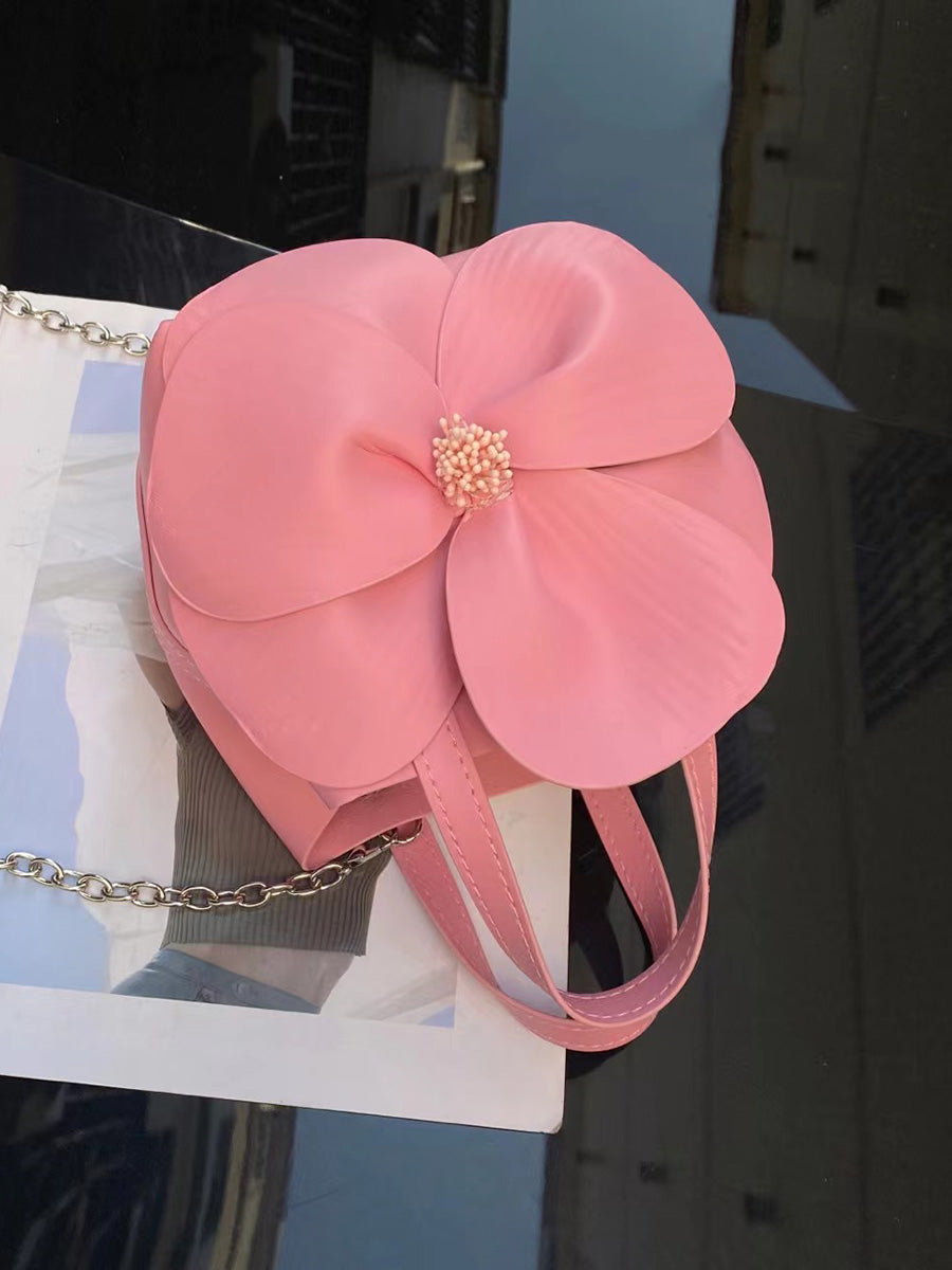 Sac à main en forme de fleur, couleur unie