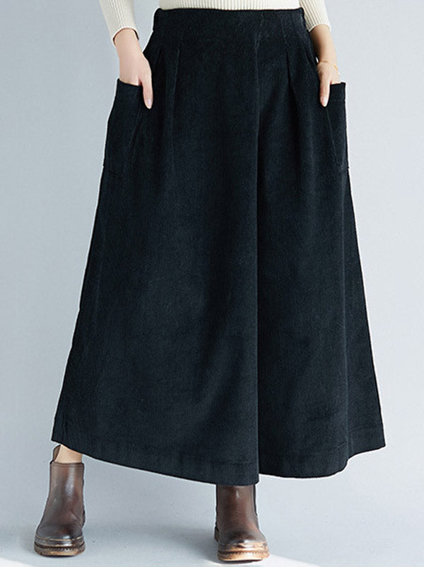 Pantalon large en velours côtelé à fermeture éclair vintage super ample