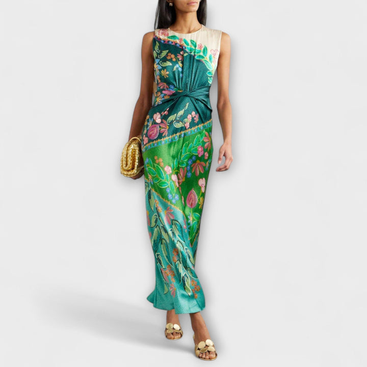 Aisling - Robe maxi élégante avec motif floral enroulé