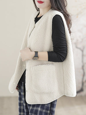 Gilet sans manches ample vintage, couleur unie