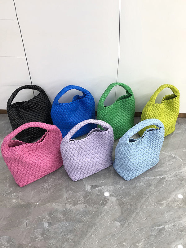 Sac à main tressé couleur unie