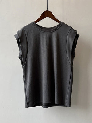 T-shirt ample sans manches, à empiècements, à col rond