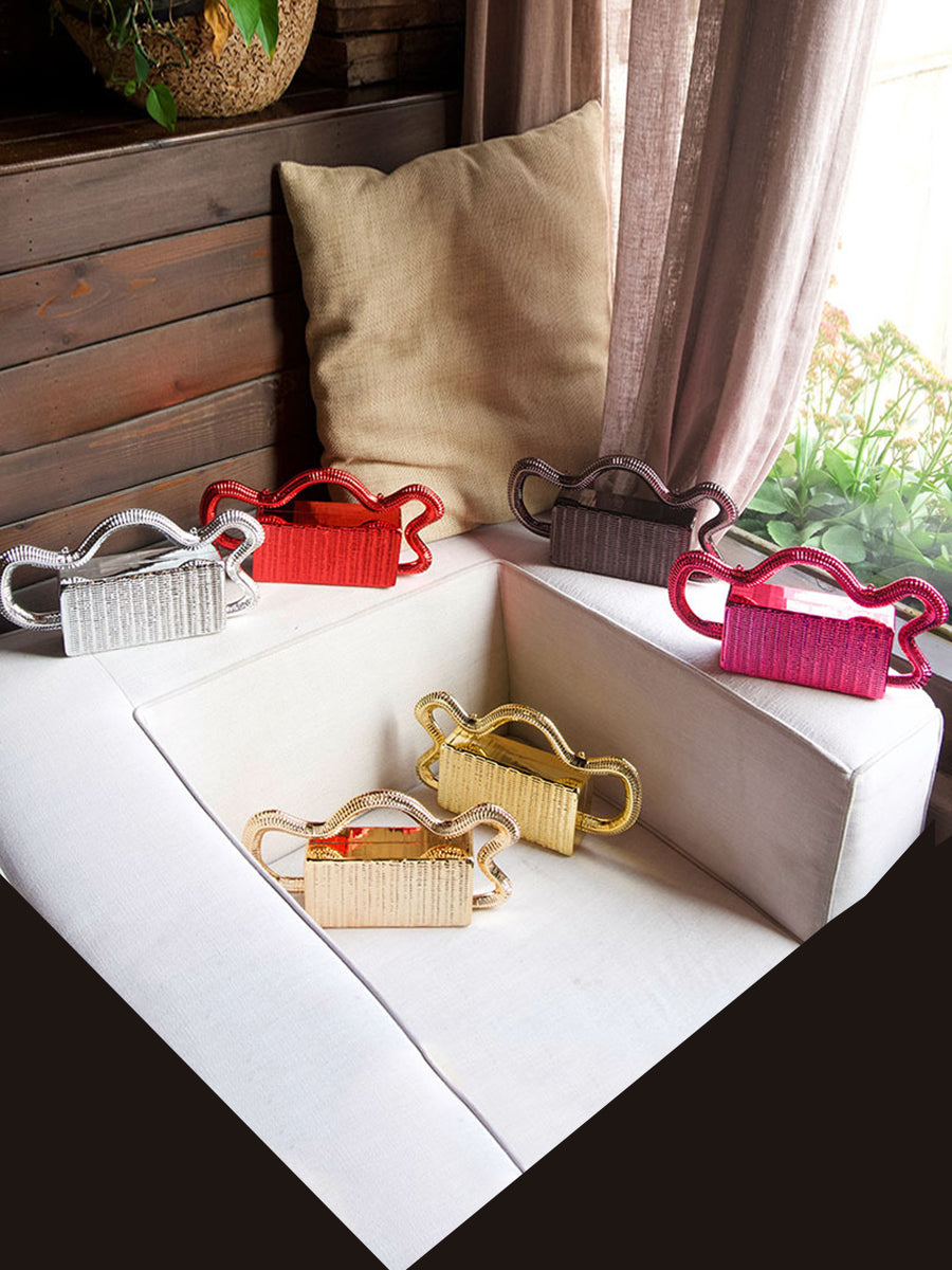 Sac à main géométrique à chaîne, couleur unie