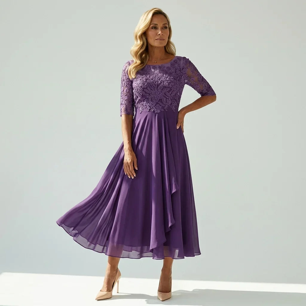 Ella | Robe Midi Festive en Dentelle pour Femmes
