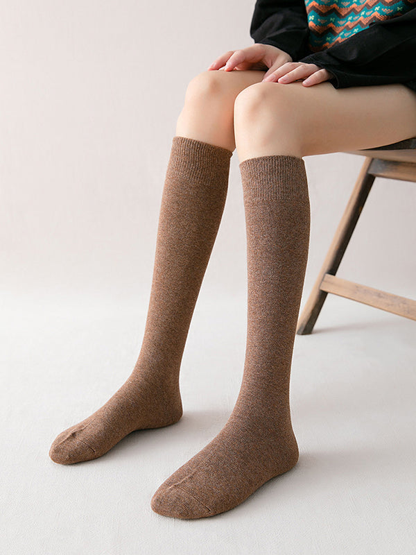 Chaussettes décontractées chaudes couleur unie
