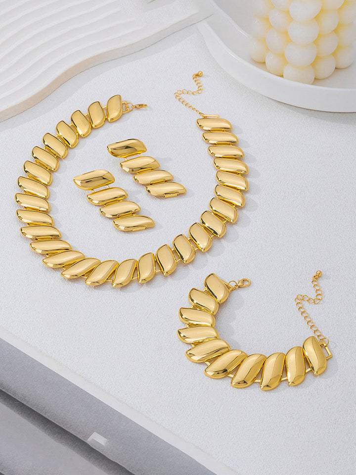 Parure collier et boucles d'oreilles géométrique