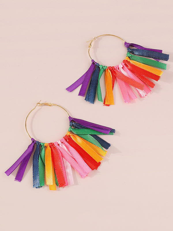 Boucles d'oreilles pendantes couleur contrastée
