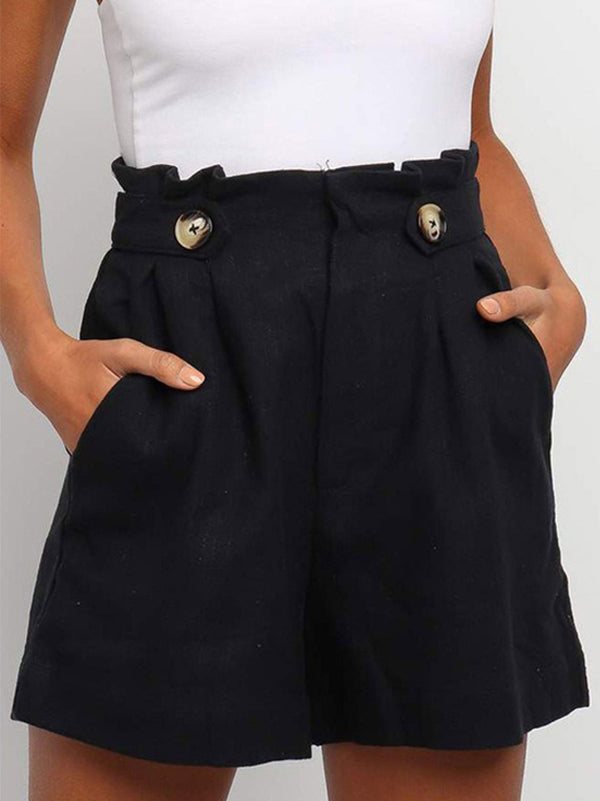 Short ample plissé taille haute, à empiècements