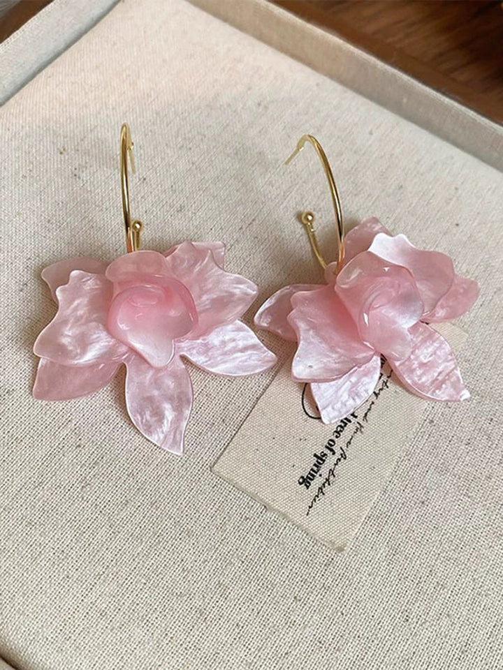 Boucles d'oreilles en forme de fleur, couleur unie