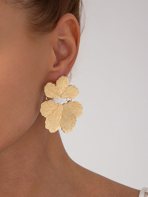 Boucles d'oreilles à coupe irrégulière, en forme de fleur
