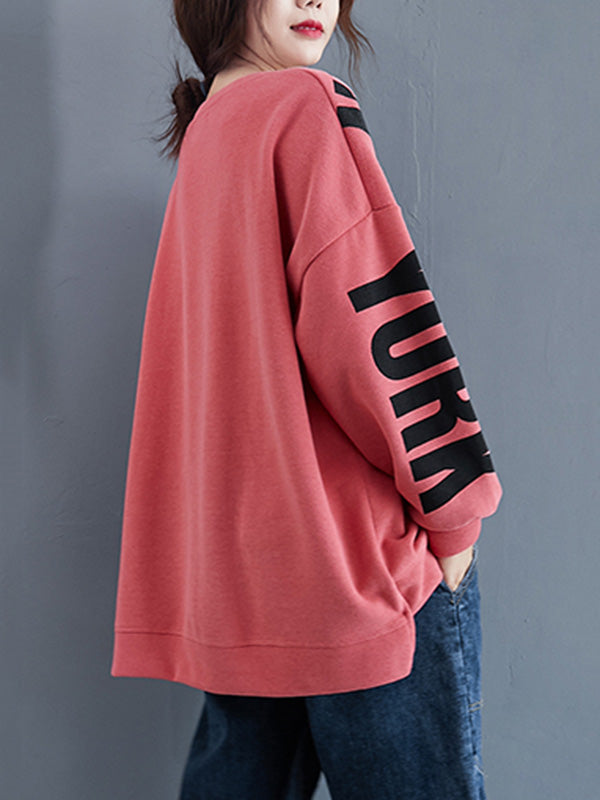 Sweat-shirt élégant à col rond et lettres imprimées