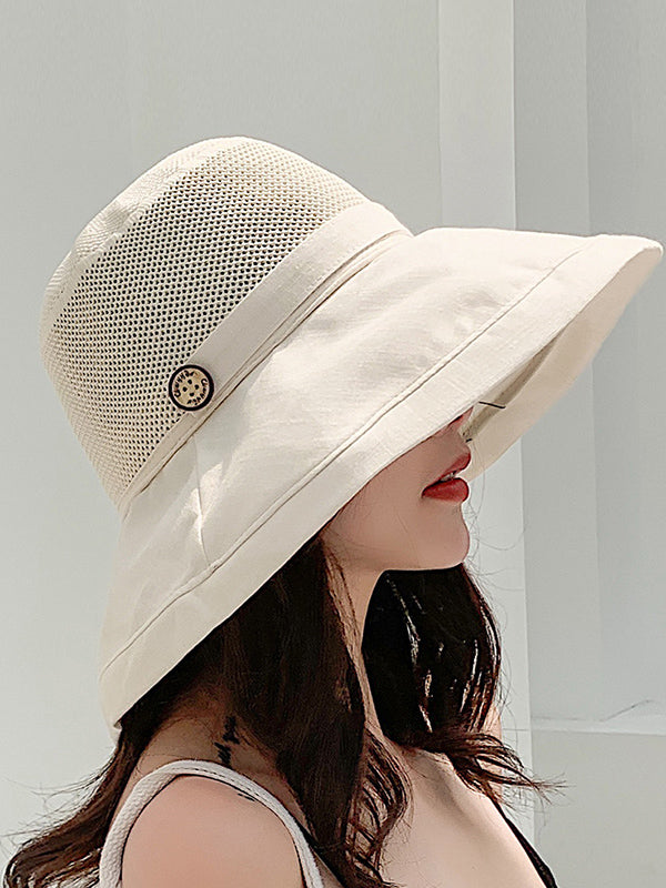 Chapeau de soleil ajouré imprimé à lacets, à empiècements
