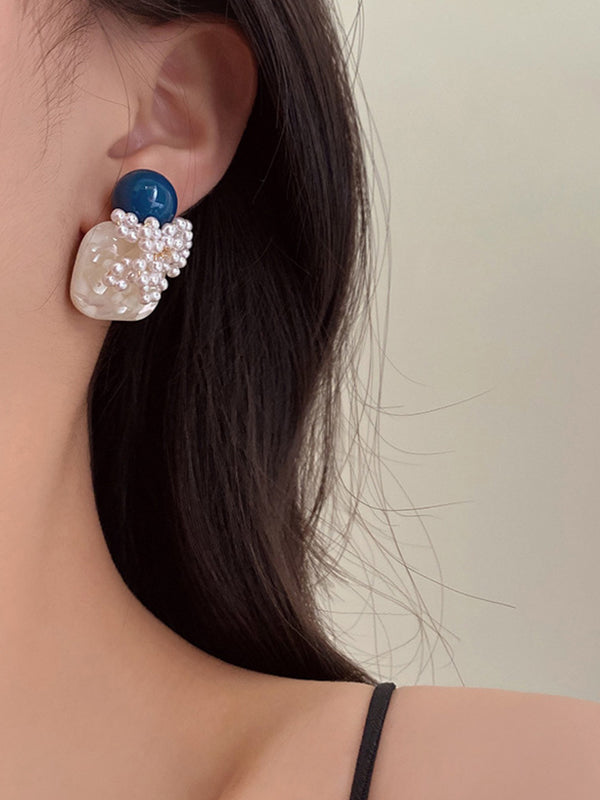 Accessoires de boucles d'oreilles géométriques en perles d'imitation