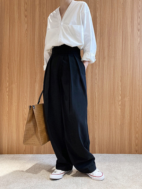 Pantalon de costume ample à jambe large et velcro