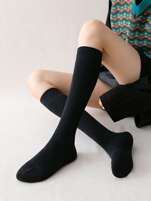 Chaussettes décontractées chaudes couleur unie