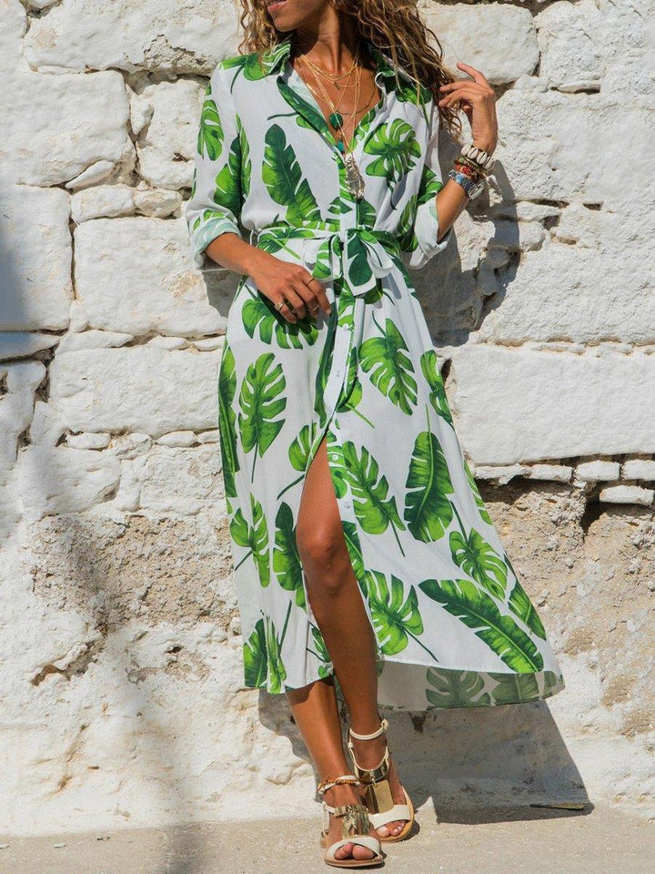 Camila - Robe midi à fleurs avec fermeture à boutons