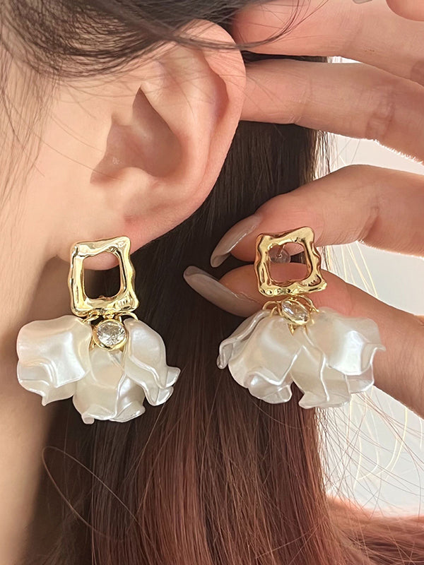 Boucles d'oreilles pendantes géométriques en forme de feuilles, à strass