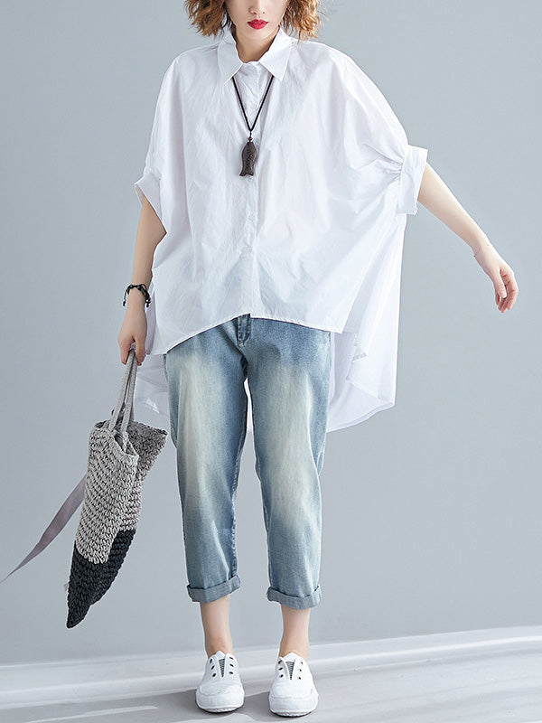 Chemise irrégulière à manches chauve-souris, surdimensionnée, haute et basse