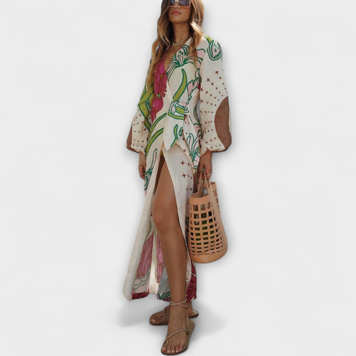 Tracey - Robe maxi avec ceinture à la taille