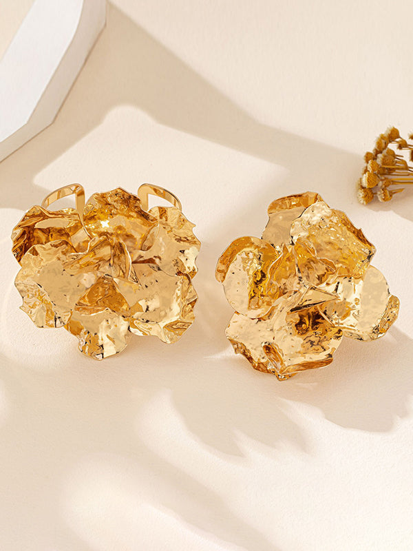 Parure bracelet et bague géométrique brillante en forme de fleur