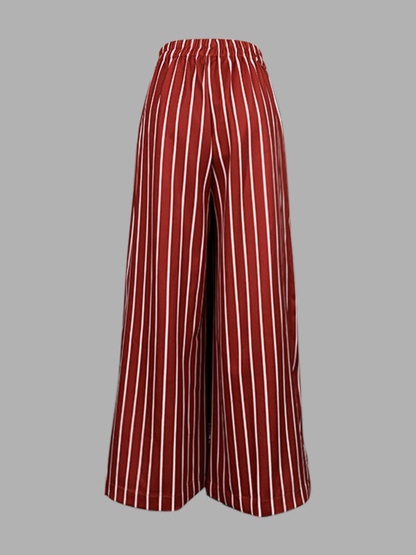 Pantalon ample rayé décontracté à jambes larges