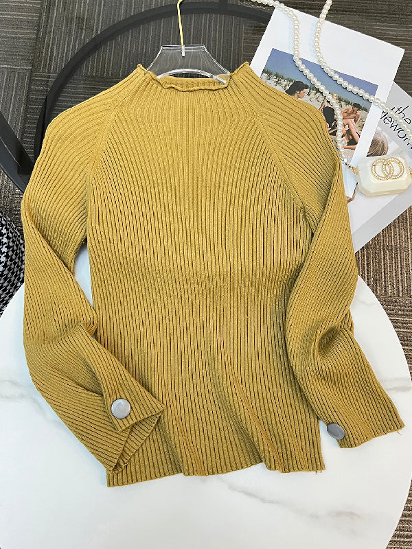 Pull simple ample à col haut, couleur unie