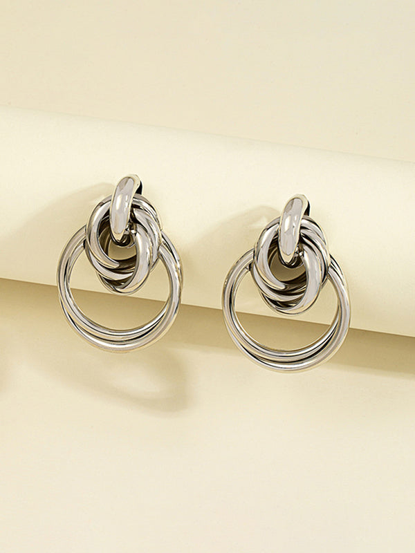 Boucles d'oreilles géométriques ajourées brillantes