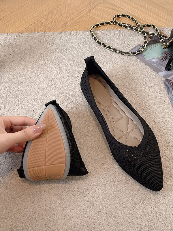 Chaussures plates creuses respirantes de couleur unie