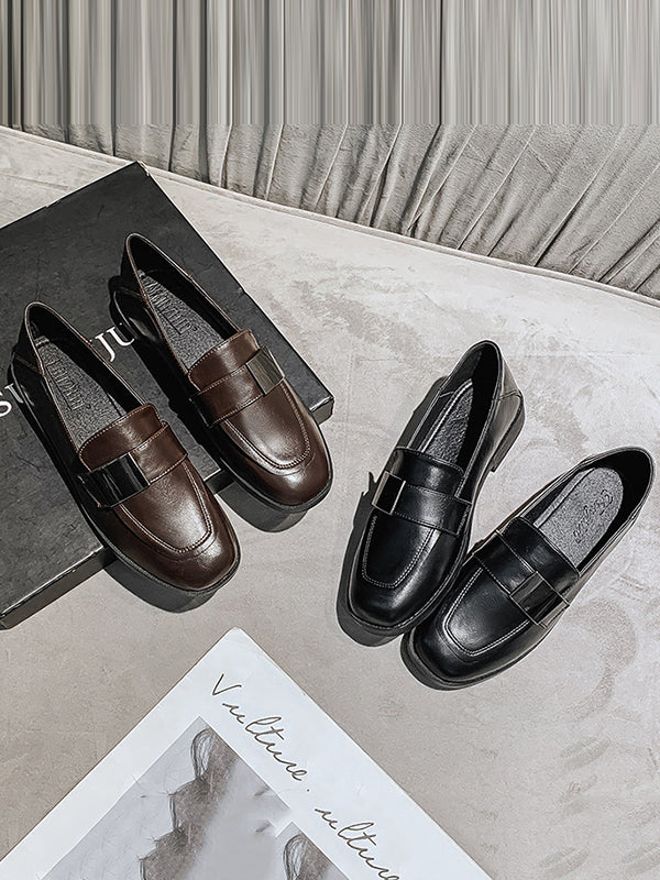 Mocassins à bout carré à coupe peu profonde