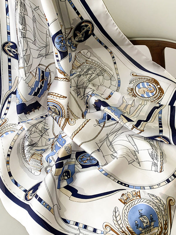 Foulard carré imprimé imitation soie urbaine