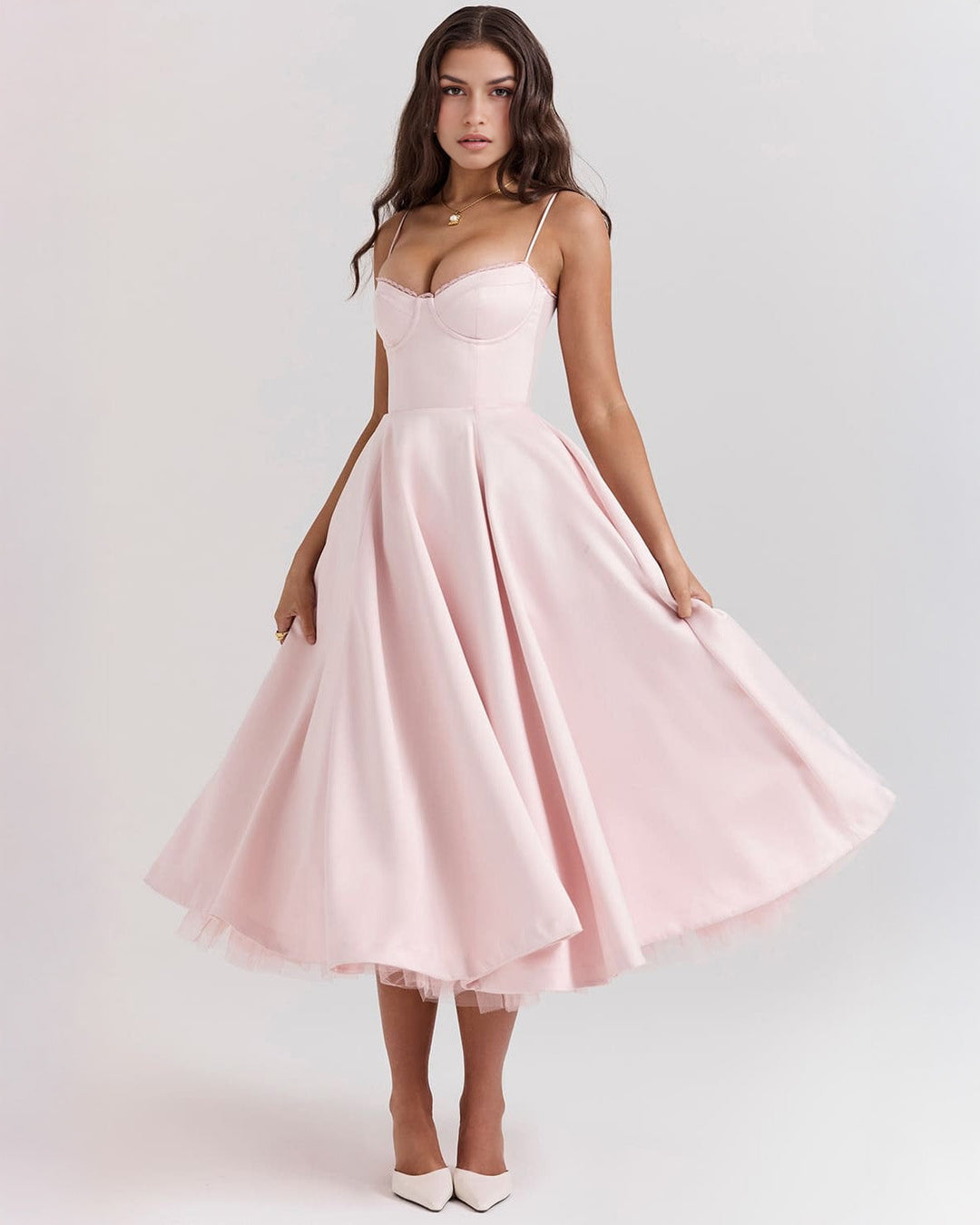 Paula | Robe Midi en Satin Duchesse avec Corsage