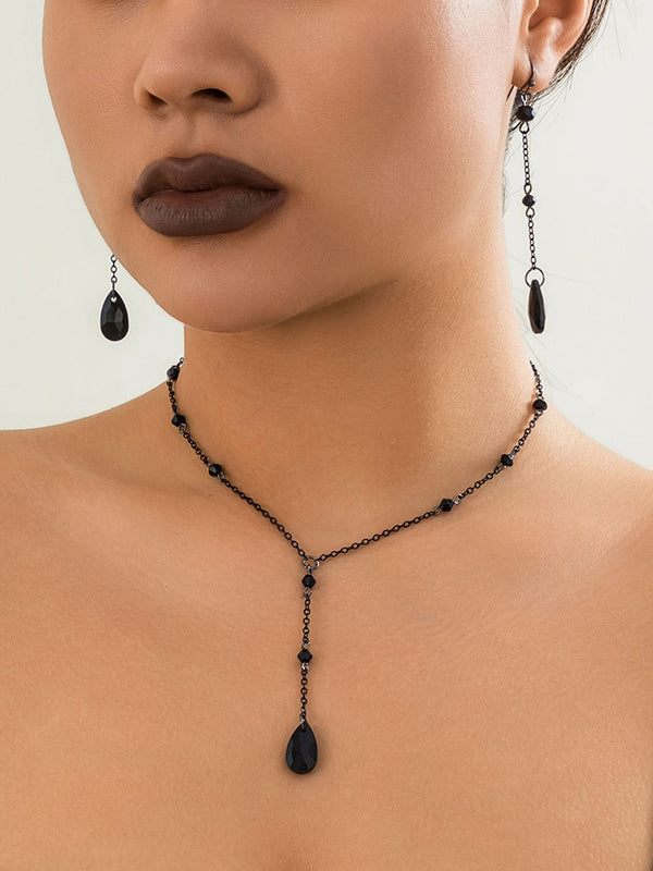 Parure boucles d'oreilles pendantes et boucles d'oreilles perlée à chaîne