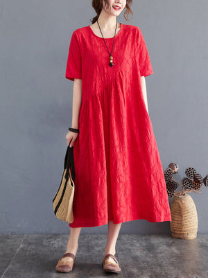 Robe irrégulière de couleur unie en mélange de coton