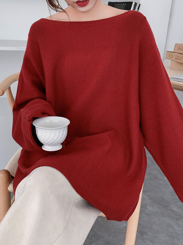 Pull simple à col rond, couleur unie
