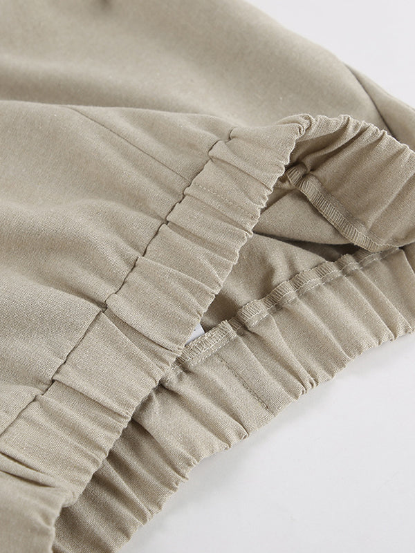 Gilet ample à col licou et pantalon taille haute élastique, ensemble deux pièces
