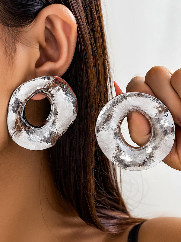 Boucles d'oreilles pendantes géométriques ajourées couleur unie