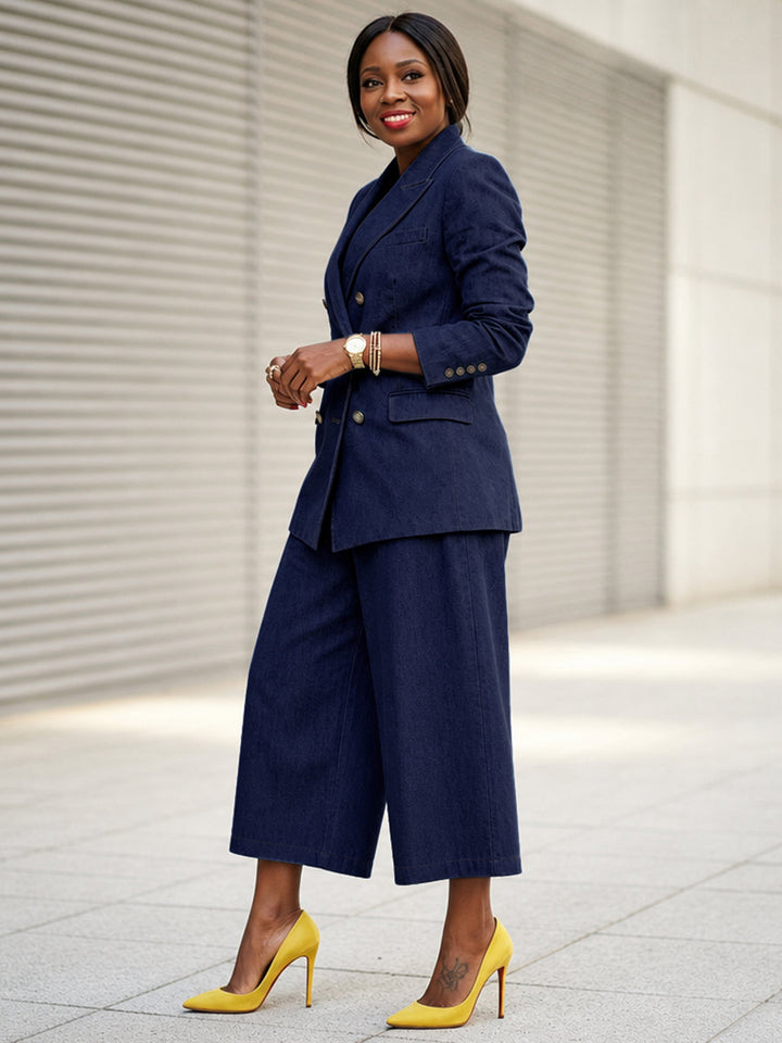 Veste boutonnée ample à empiècements, à manches longues, à col cranté, couleur unie