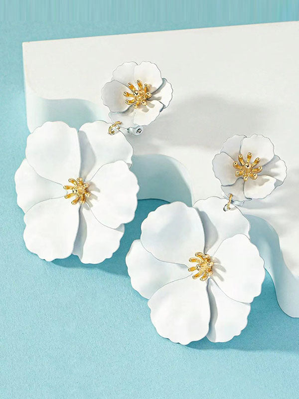Parure boucles d'oreilles pendantes et boucles d'oreilles en forme de fleur