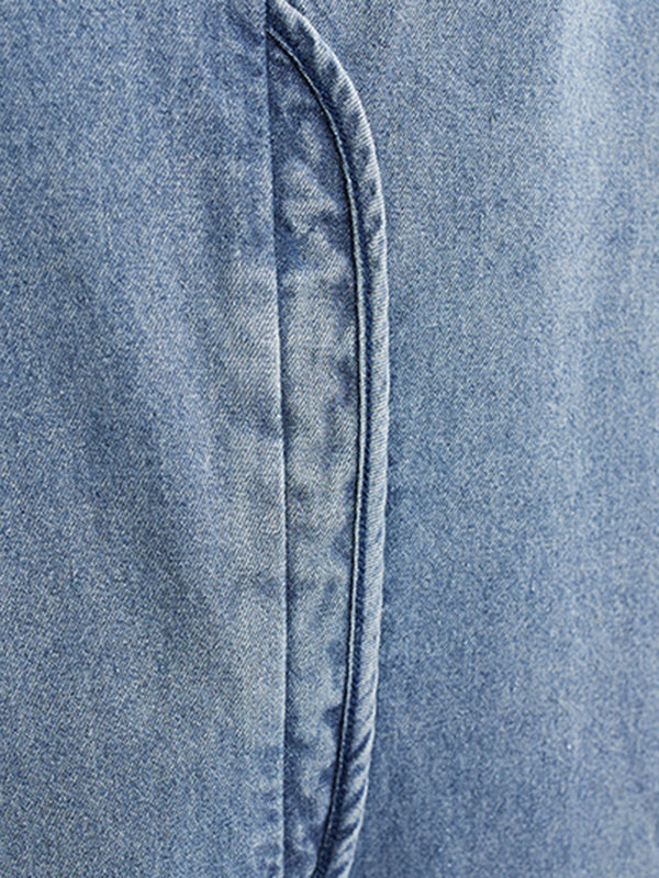 Salopette courte ample boutonnée en jean